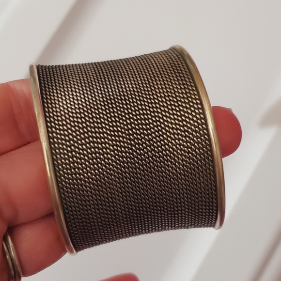 Bali bracelet basket weave silver hammered hand crafted wide cuff boho bohemian - Picture 4 of 13